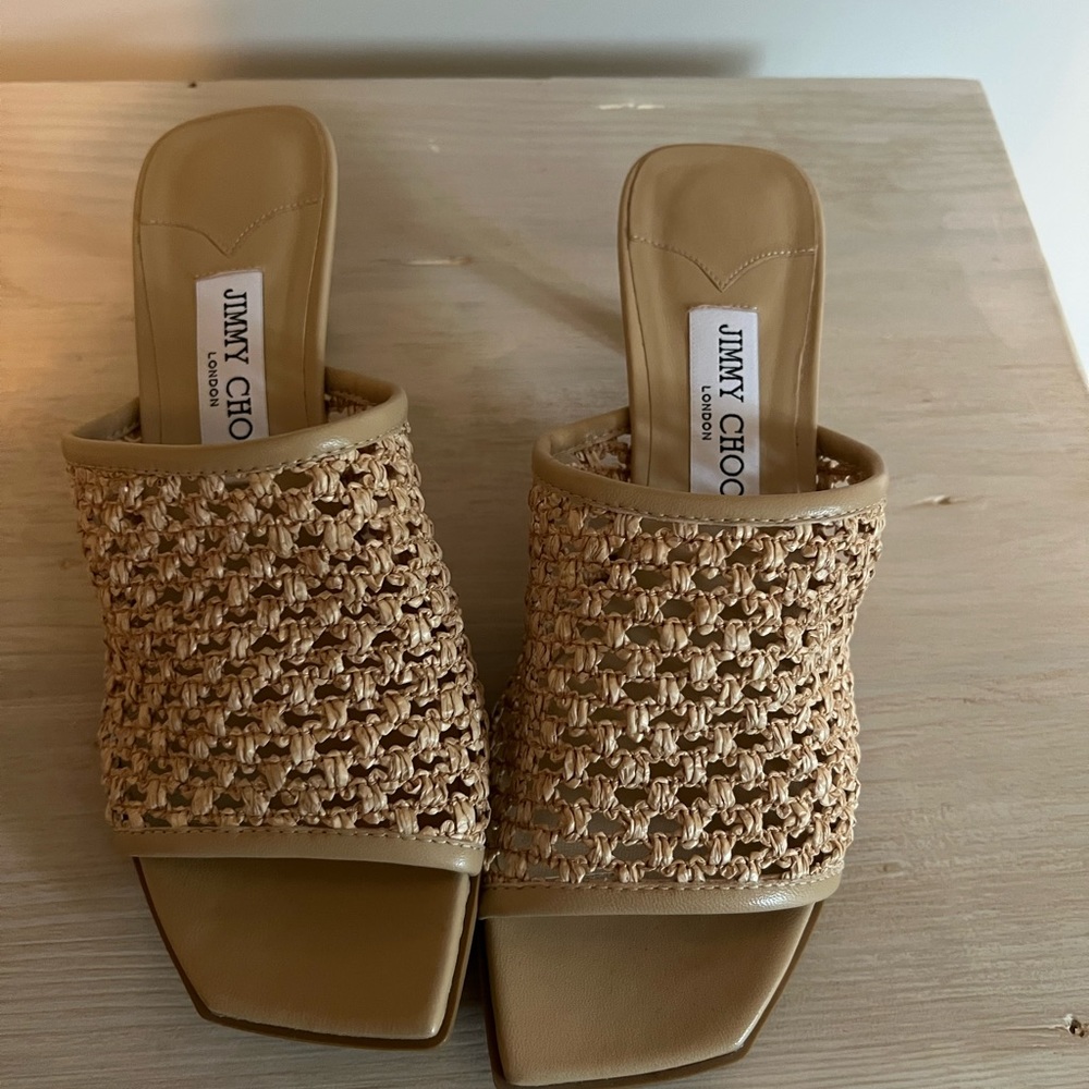 Never worn brand new jimmy Choo, raffia affect, sandals, size 38